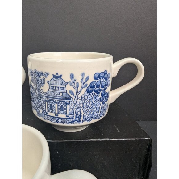 Churchill Blue Willow China Teacup 6 Oz Made in Cambodia Lot of 3 - Picture 3 of 9